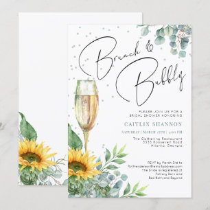 Invitation Fête des mariées de tournesol élégante Brunch et B