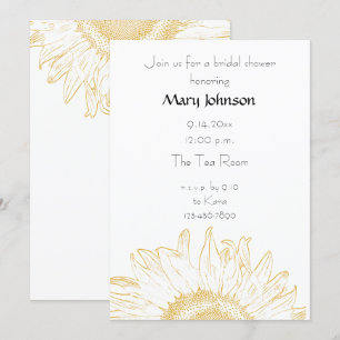 Invitation Fête des mariées de tournesol graphique jaune