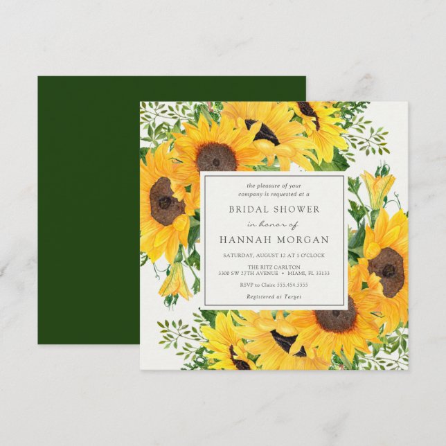Invitation Fête des mariées de tournesols (Devant / Derrière)