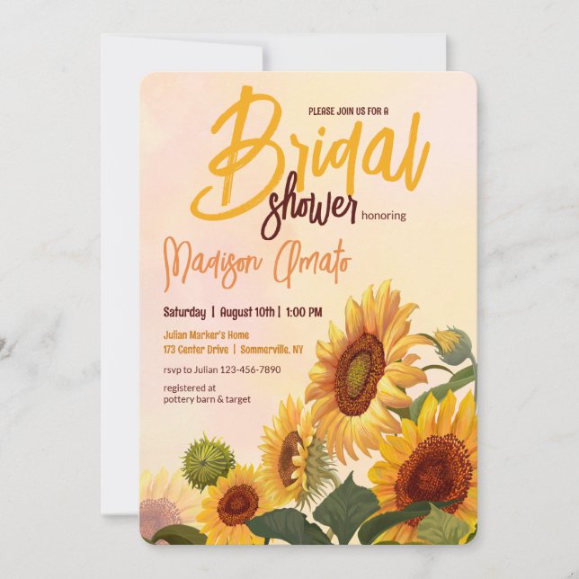 Invitation Fête des mariées de tournesols (Devant)