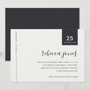 INVITATION FÊTE DES MARIÉES DE TYPOGRAPHIE BLANCHE ET NOIR MI