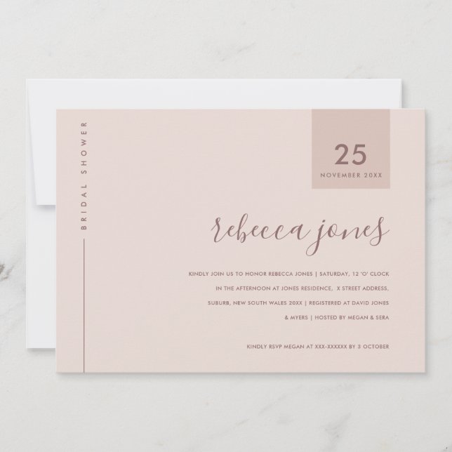 INVITATION FÊTE DES MARIÉES DE TYPOGRAPHIE DE ROSE BLANC SCAN (Devant)