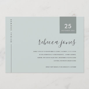 INVITATION FÊTE DES MARIÉES DE TYPOGRAPHIE GRAY BLEU MINIMAL