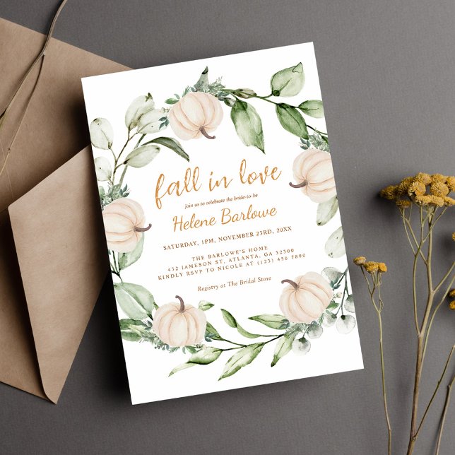 Invitation Fête des mariées de verdure automne citrouille (Pumpkin Fall Greenery Bridal Shower Invitation)