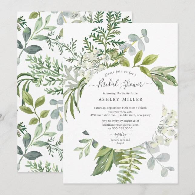 Invitation Fête des mariées de verdure forestière (Devant / Derrière)