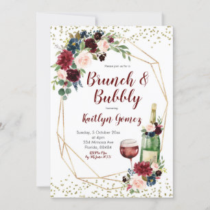 Invitation Fête des mariées de vin Marine Blue et Marsala