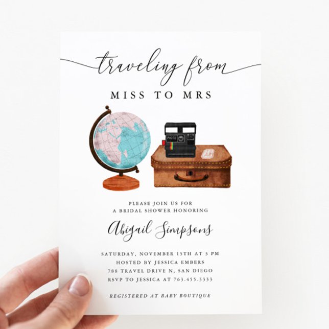 Invitation Fête des mariées de voyage MISS à MRS. (Créateur téléchargé)