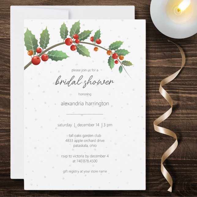 Invitation Fête des mariées de Winter Holly (Créateur téléchargé)