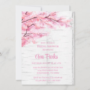 Invitation Fête des mariées d'écorce cerise en fleurs