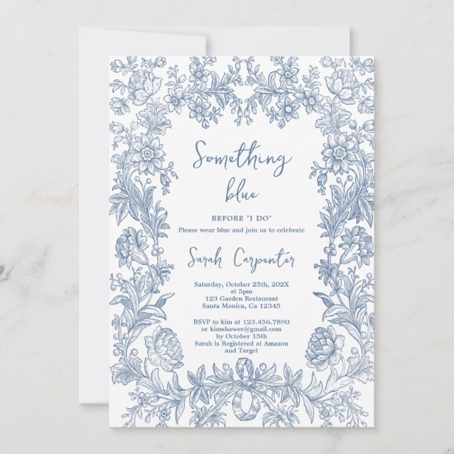 Invitation Fête des mariées Delft Blue Chinoiserie (Devant)