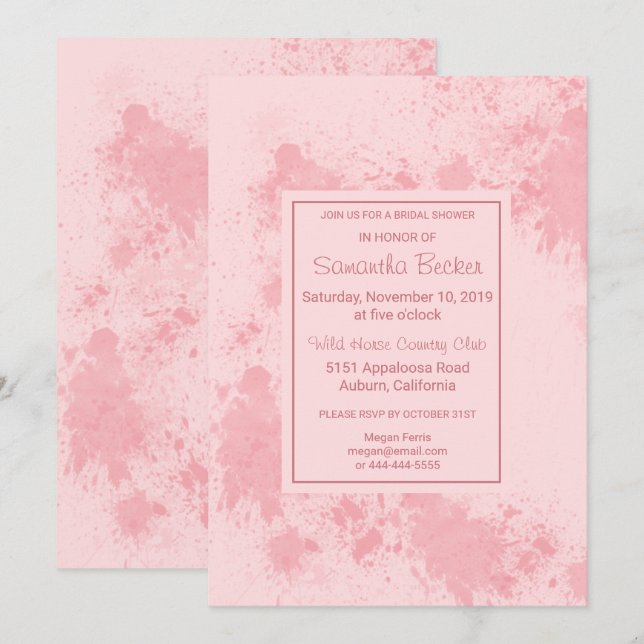 Invitation Fête des mariées Délicate de peinture à blanc (Devant / Derrière)
