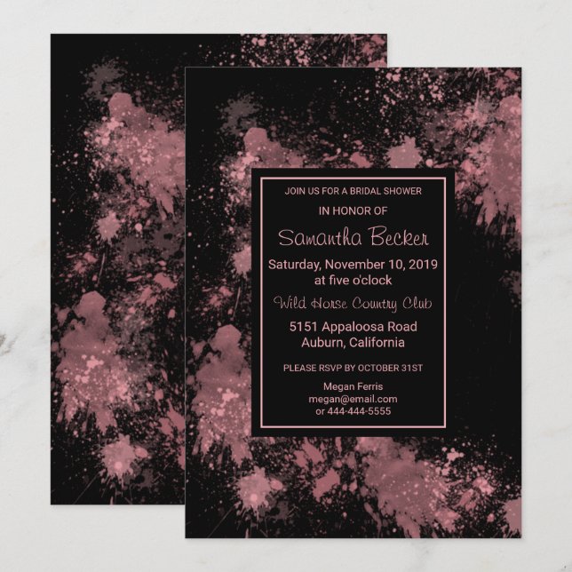 Invitation Fête des mariées Délicate de peinture à blanc (Devant / Derrière)