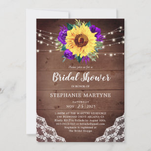 Invitation Fête des mariées Dentelle de tournesol violet Flor