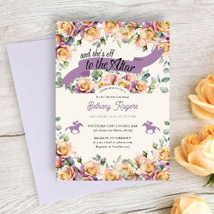 Invitation Fête des mariées Derby Florale Roses Jaunes Violet