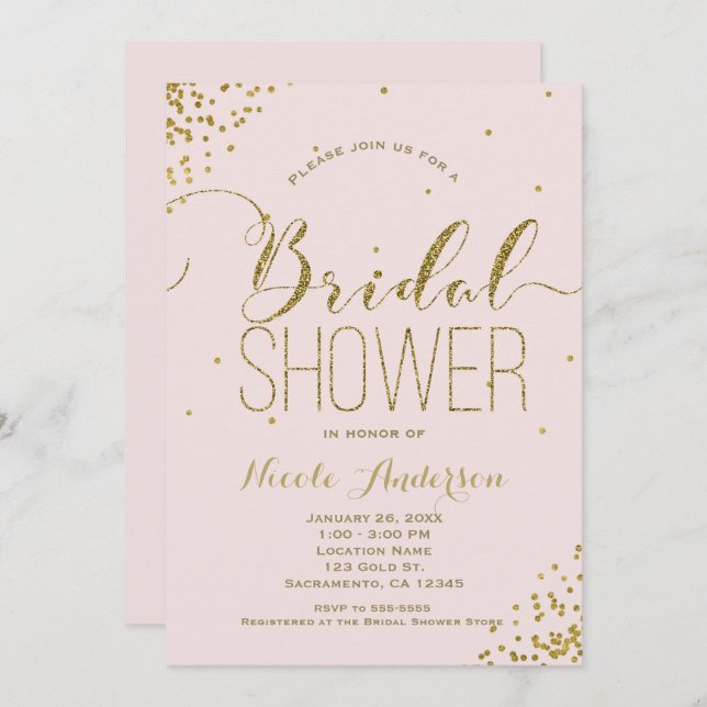 Invitation Fête des mariées des coins de Parties scintillant  (Devant / Derrière)