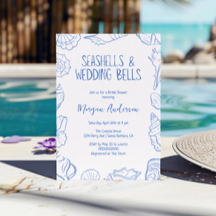 Invitation Fête des mariées des coquillages et cloches Mariag