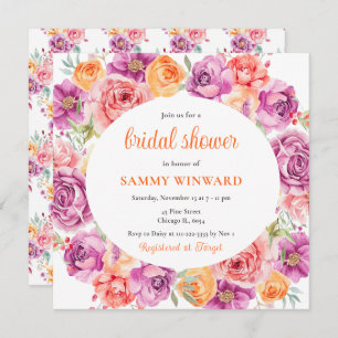 Invitation Fête des mariées des fleurs d'été brillantes