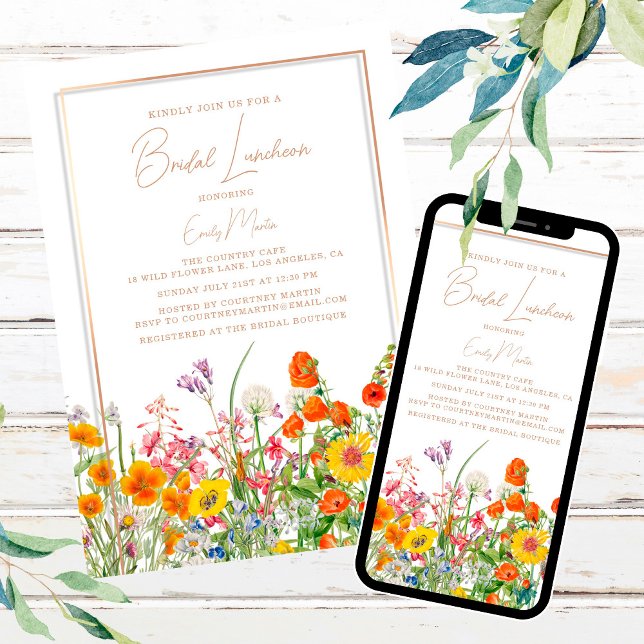 Invitation Fête des mariées des fleurs sauvages de Boho pour  (Créateur téléchargé)