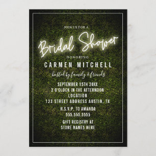 Invitation Fête des mariées des signes néon blanc