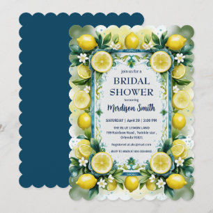 Invitation Fête des mariées d'été chic citron méditerranéen