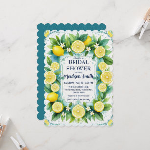 Invitation Fête des mariées d'été chic citron méditerranéen