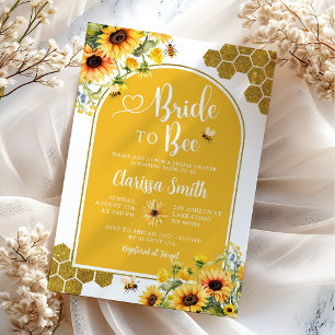 Invitation Fête des mariées d'été de tournesol à abeilles