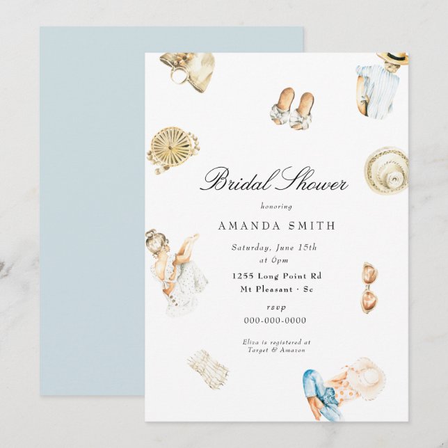 Invitation Fête des mariées d'été sur la plage (Devant / Derrière)