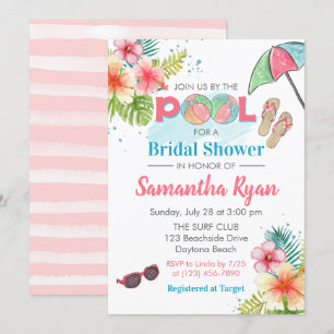 Invitation Fête des mariées D'Été Tropicale Au Bord De La Pis