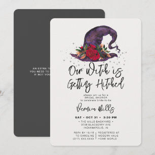 Invitation Fête des mariées d'Halloween gris haché sorcier