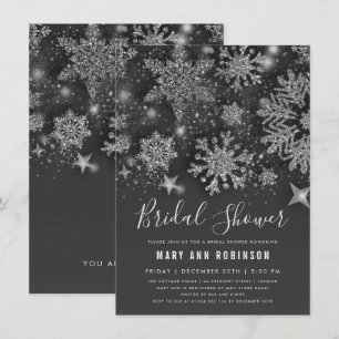 Invitation Fête des mariées d'hiver argent Parties scintillan