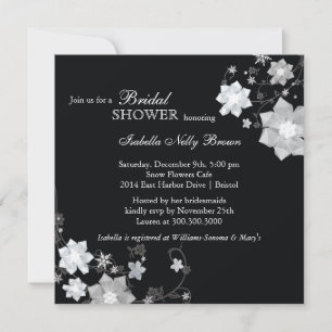 Invitation Fête des mariées d'hiver Black & White Bling