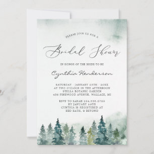 Invitation Fête des mariées d'hiver Élégant arbre à pin