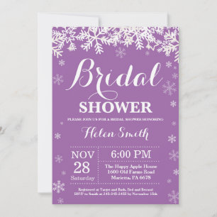 Invitation Fête des mariées d'hiver Snowflake Purple Invitati