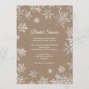 Invitation Fête des mariées d'hiver White & Kraft Snowflakes