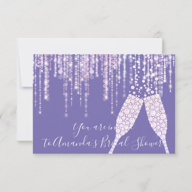 Invitation Fête des mariées Diamond Verre Bubbles Sweet16e (Devant)