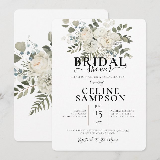 Invitation Fête des mariées d'illustration de Bouquet Mariage (Devant / Derrière)