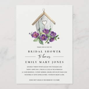 INVITATION FÊTE DES MARIÉES D'OISEAUX FLORALES BLANC BOHO RUS