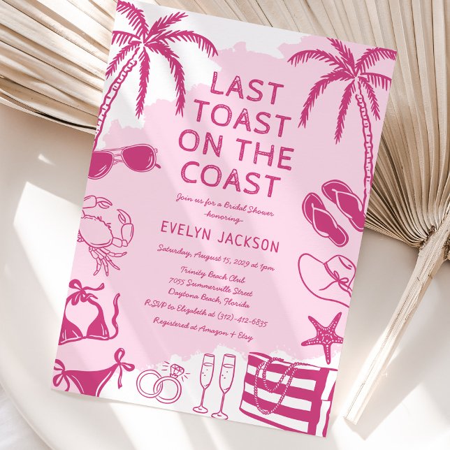 Invitation Fête des mariées Doodle de plage côtière (Créateur téléchargé)