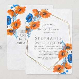 Invitation Fête des mariées d'or bleu et orange