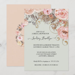 Invitation Fête des mariées d'or Rose de pêche au saumon sauv