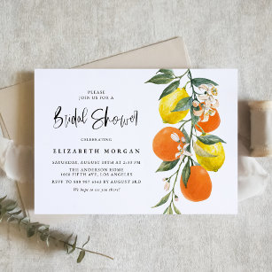 Invitation Fête des mariées d'orange botanique et de citron