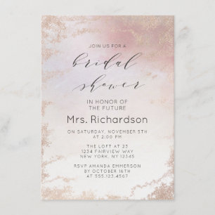 Invitation Fête des mariées dorée Ombre Pink Frosted Foil