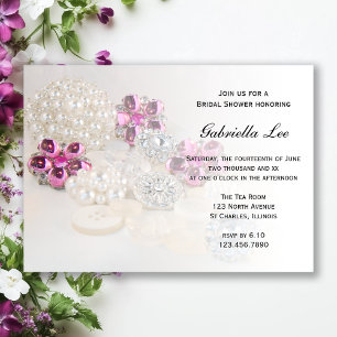 Invitation Fête des mariées du bouton diamant rose perle blan