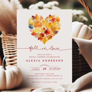 Invitation Fête des mariées du coeur de la feuille tombe dans