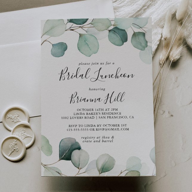 Invitation Fête des mariées du déjeuner de la mariée Eucalypt (Créateur téléchargé)