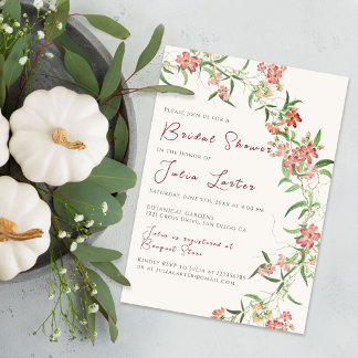 Invitation Fête des mariées du Rose fleur sauvage Spring Garl