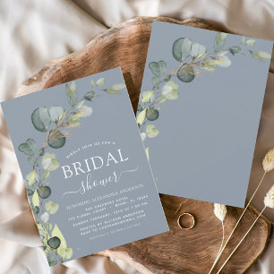 Invitation Fête des mariées Dusty Bleu Vert Eucalyptus