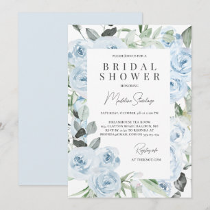 Invitation Fête des mariées Dusty Blue Hydrangeas