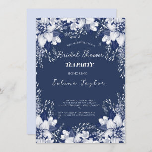 Invitation Fête des mariées Dusty Blue Tea Party