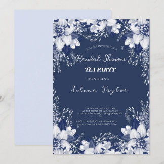 Invitation Fête des mariées Dusty Blue Tea Party